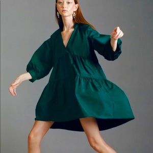 ZARA Emerald Green Voluminous Dress size L